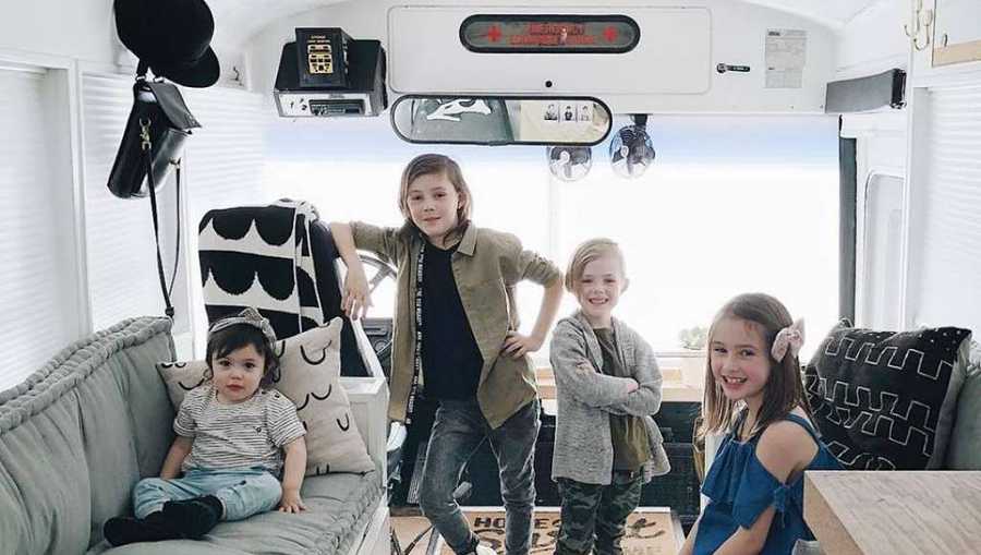 A family converted a school bus into a home.