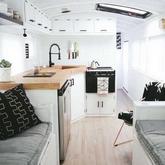 Texas family turns school bus into stylish home