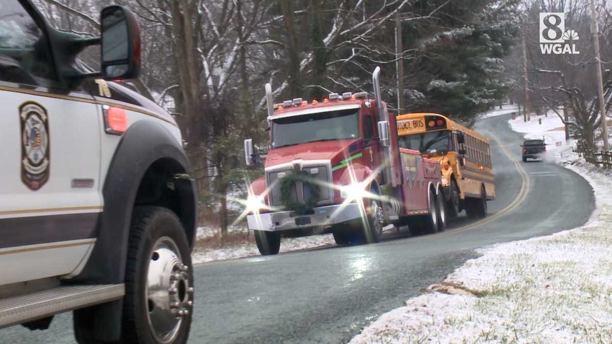 School bus slides down icy hill in Lancaster County | Video