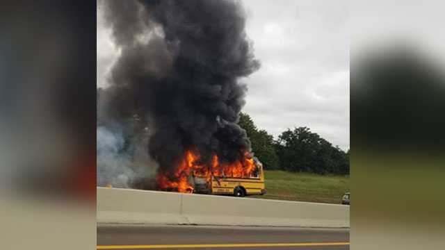 School bus catches fire on Turner Turnpike near Luther; No injuries ...
