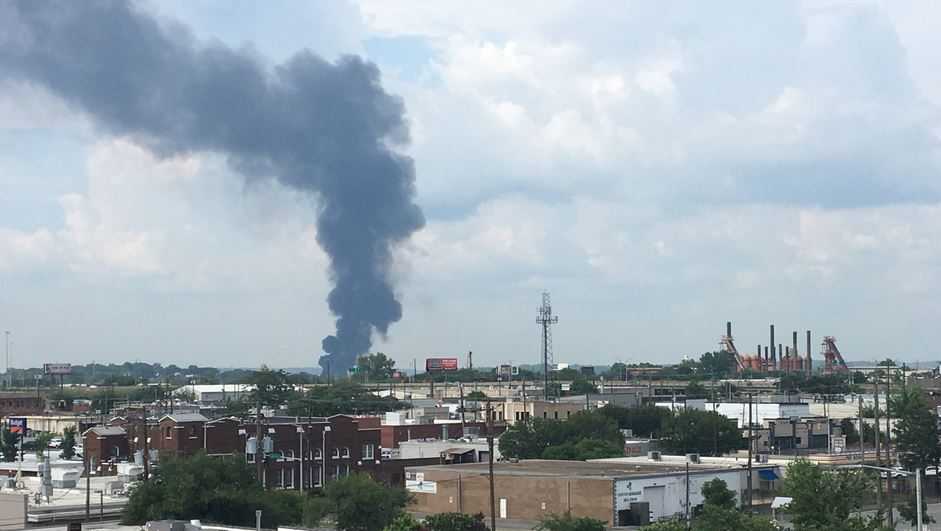 Scrap yard fire creates large plume of smoke in Birmingham