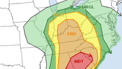 ENHANCED RISK for severe storms on Wednesday