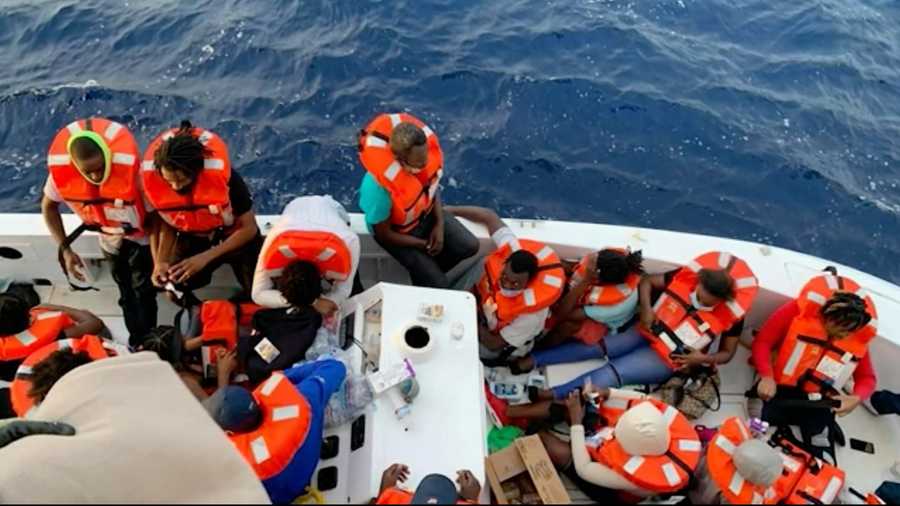 A Carnival Cruise ship rescued 24 people, including two kids, from a smaller ship
taking on water in international waters off the coast of Palm Beach, FL.