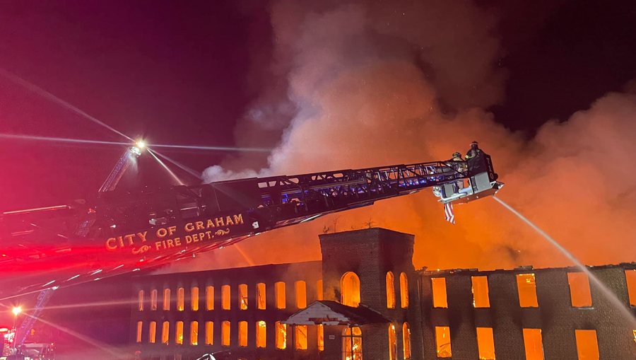 North Carolina Crews from several departments battle building fire on