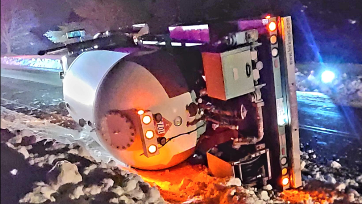 Htv 801 Propane truck rolls over in Kenosha County