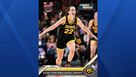 This photo Courtesy of Topps shows a Topps trading card featuring basketball star Caitlin Clark. The NCAA entered into its first NIL licensing deal allowing the use of the March Madness logo to Topps trading cards featuring basketball stars Caitlin Clark, Angel Reese, Zach Eddy and Tristen Newton.