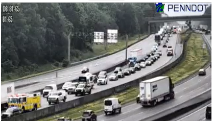 Multi-vehicle crash causes a lane closure on I-81 in Cumberland County