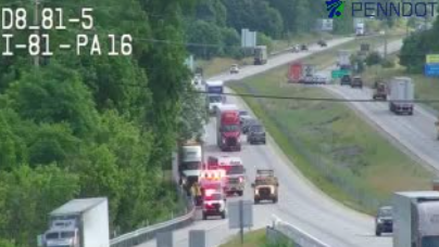 Lane restriction following crash on Interstate 81 in Franklin County, Pa.