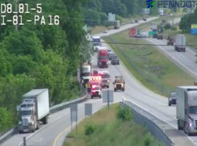 Lane restriction following crash on Interstate 81 in Franklin County, Pa.