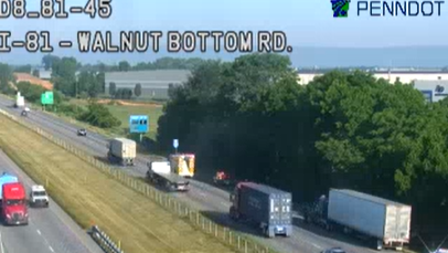 Lane restriction due to crash on Interstate 81 in Cumberland County, Pa.