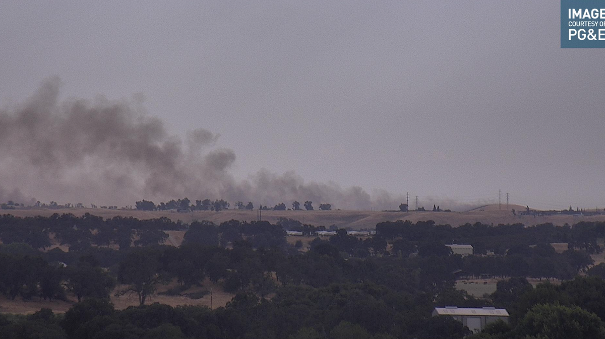 Lightning detected near 1-2 Fire in San Joaquin County