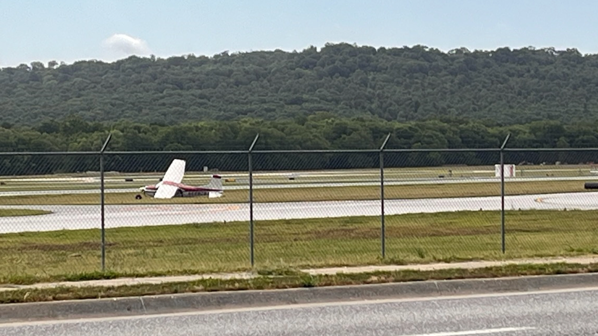 Airplane goes off the runway at Drake Field