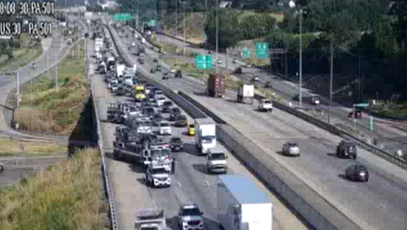 Slow traffic after crash blocks lane on Route 30 in Lancaster County, Pa.