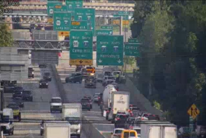 Traffic backs up following a crash on Interstate 83 in Cumberland ...