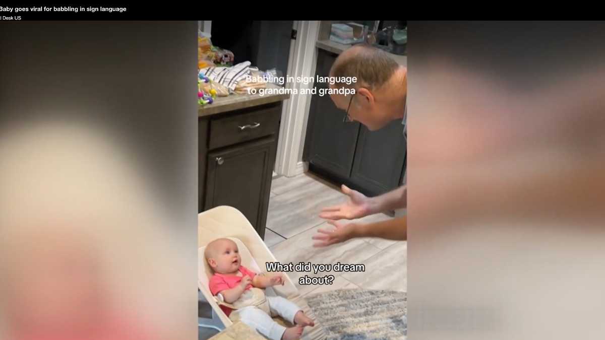 Watch Baby goes viral for babbling in sign language