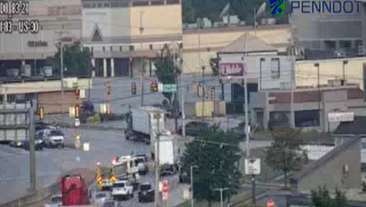 Two-vehicle crash blocks lane of traffic on Route 30 in York County, Pa.