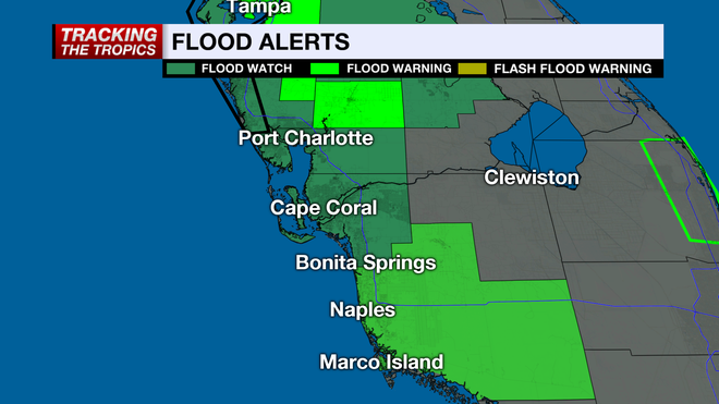 Flood Alerts for Southwest Florida as of 8 p.m. Sunday﻿