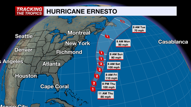 hurricane ernesto forecast cone