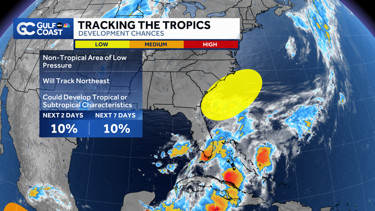 Low chances for tropical development off Florida's Atlantic coast