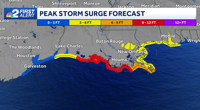 ﻿francine peak storm surge forecast