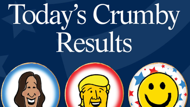 A Cincinnati bakery is going viral for its “crumbly” presidential cookie poll