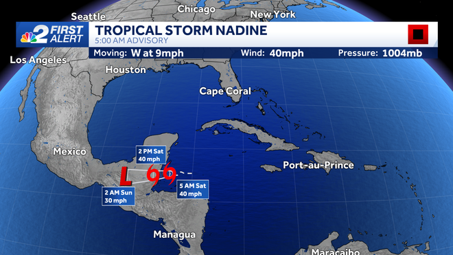 tropical storm nadine track