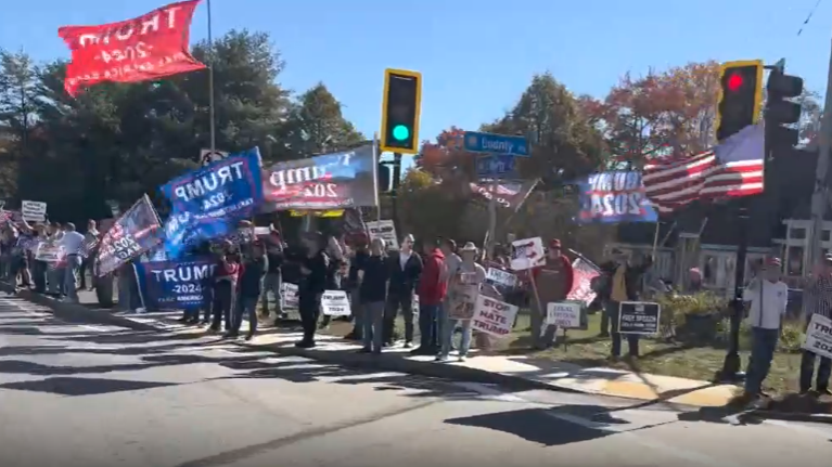 Trump supporters protest Mass. town's decision to remove projection