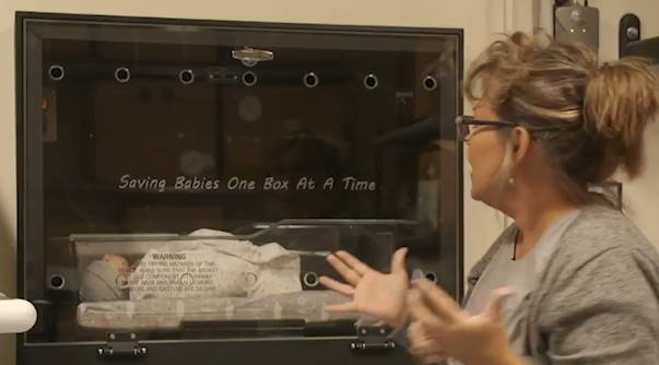 ﻿The inside of a "Safe Haven Baby Box," as presented in the nonprofit's numerous PSA videos explaining the process.