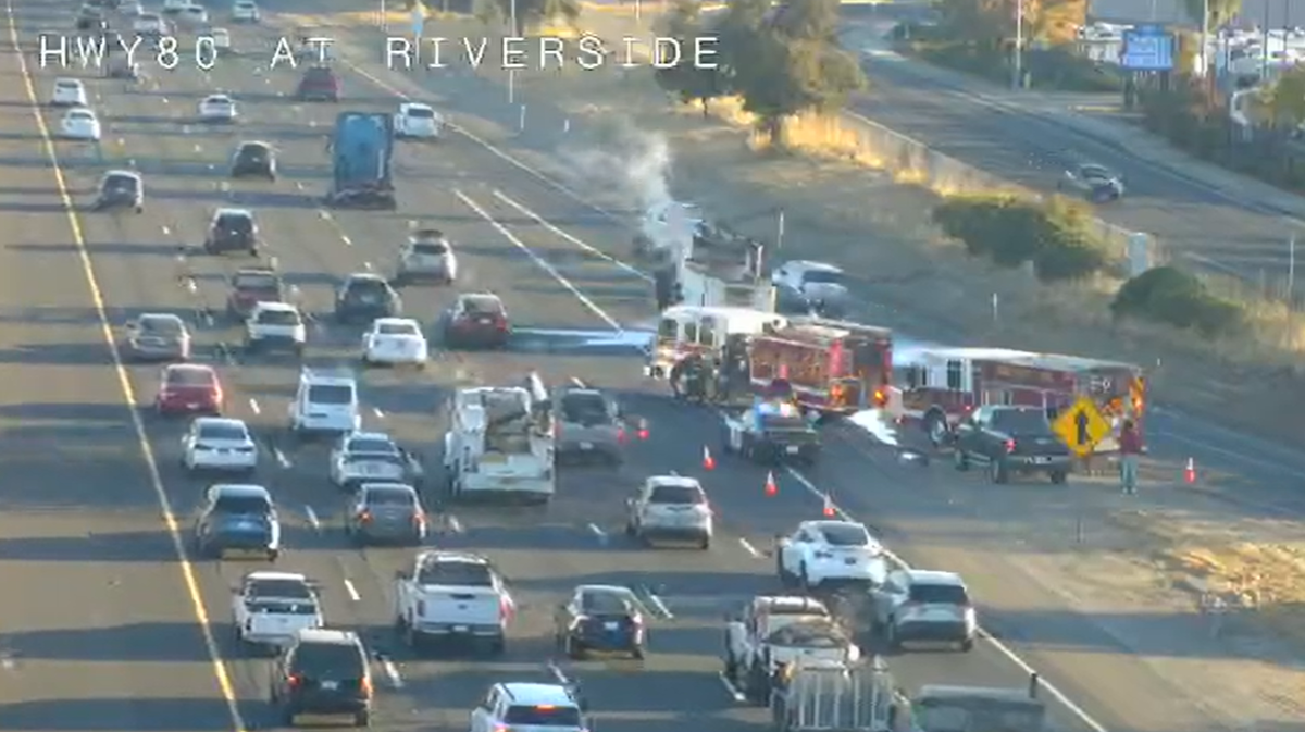 Big rig fire reported on Interstate 80 in Citrus Heights