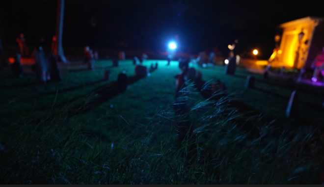 ﻿The cemetery at the Sharp family's "Haunted Driveway," one of the many handmade exhibits at the Golden Gate Estates home.