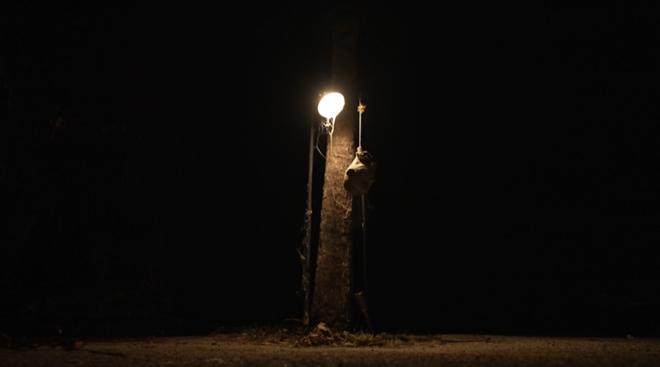 Another handmade Halloween exhibit created by the Sharp family, including a self-made flicker light.