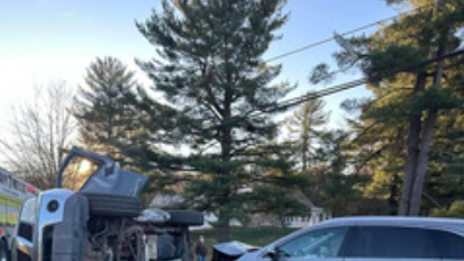 Vehicle flips onto side after crash in Franklin County, Pa.