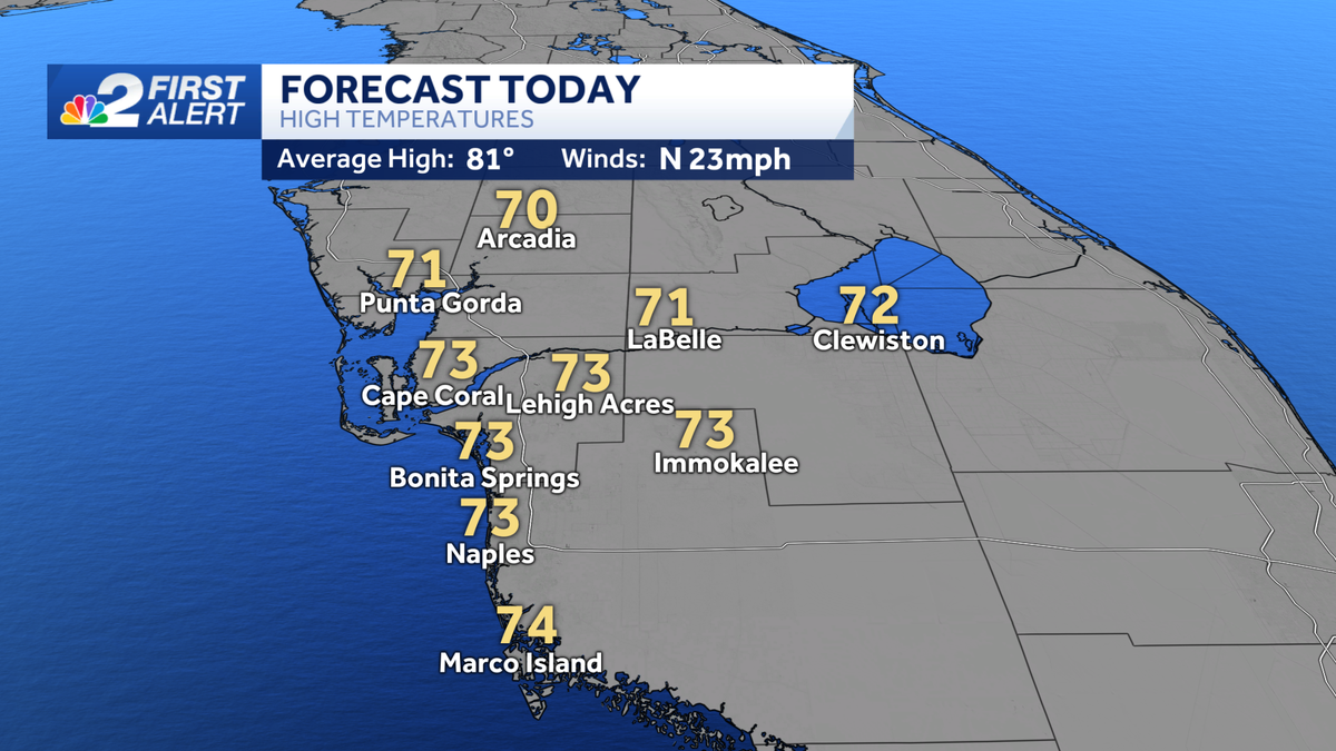 Cooler, drier air pushes into the Gulf Coast Thursday