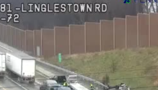 Rainy crash blocks Interstate 81 in Dauphin County, Pa.