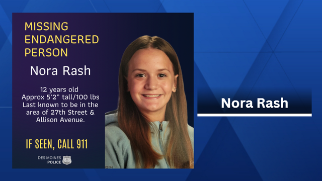 Missing 12-year-old safe and reunited with family, Des Moines police say