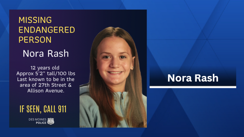 Des Moines Police Department searching for missing 12-year-old