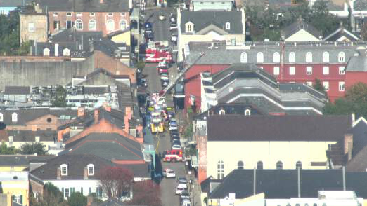 New Orleans firefighters on the scene of a fire in the French Quarter