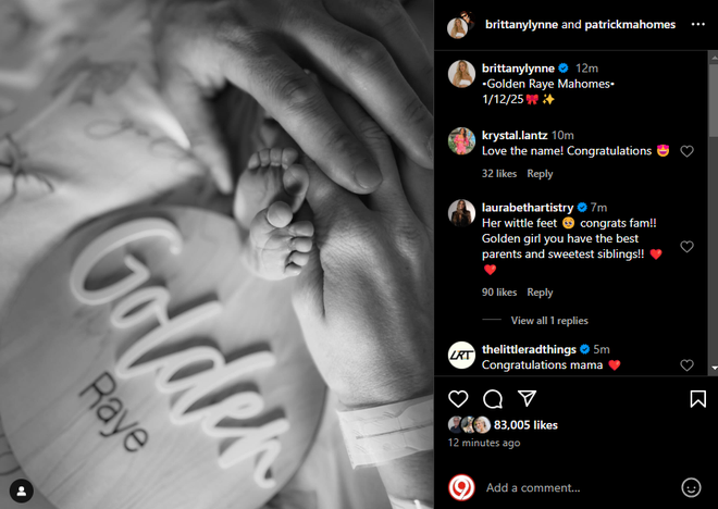 Patrick y Brittany Mahomes han anunciado el nacimiento de su tercer hijo.