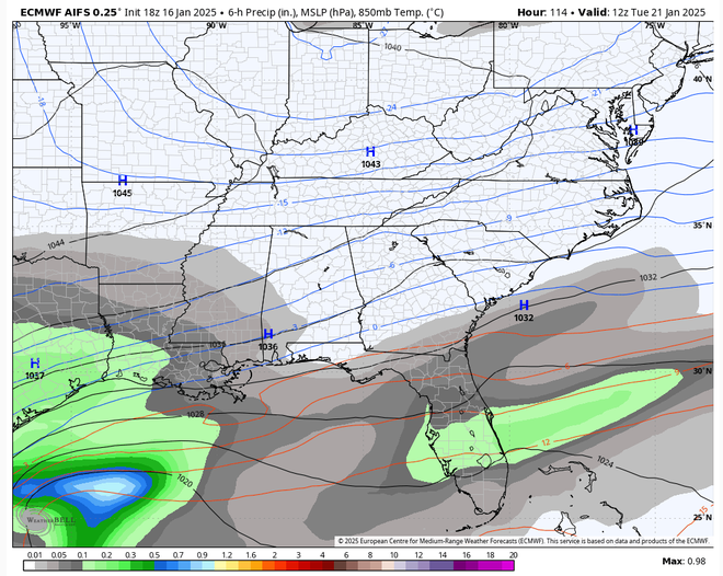 will it snow in New Orleans how cold will it get wintry mix ice