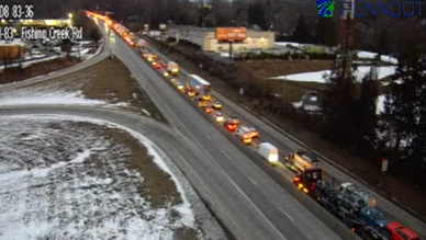 Traffic backed up for miles after Interstate 83 crash in York County, Pa.