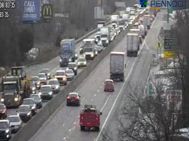 Traffic backed up for miles after Interstate 83 crash in York County, Pa.