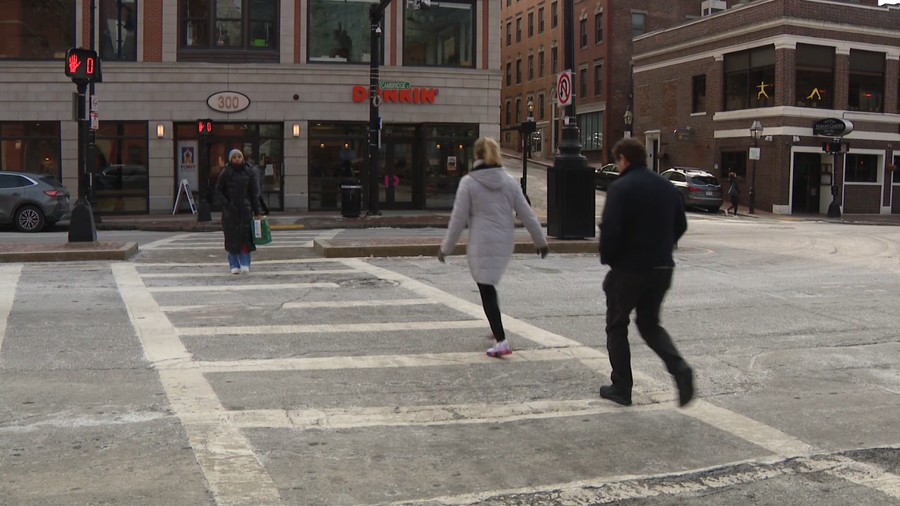 Pedestrian hospitalized after being struck by car near Boston intersection