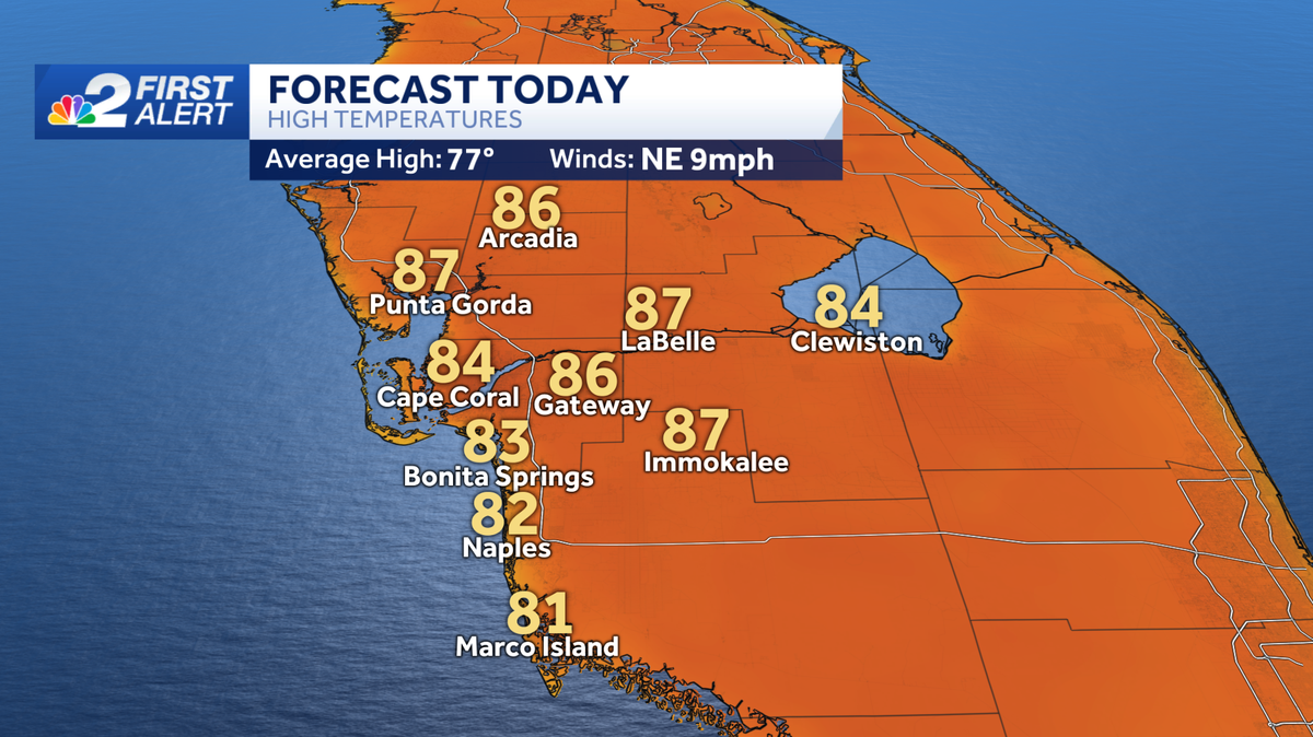 Near-record warmth across the Gulf Coast Wednesday