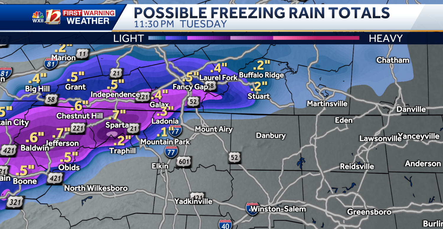 Possible ice accumulation in North Carolina, Virginia forecast - WXII