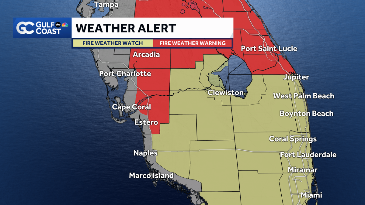 High fire danger as cool, dry air blows into Gulf Coast