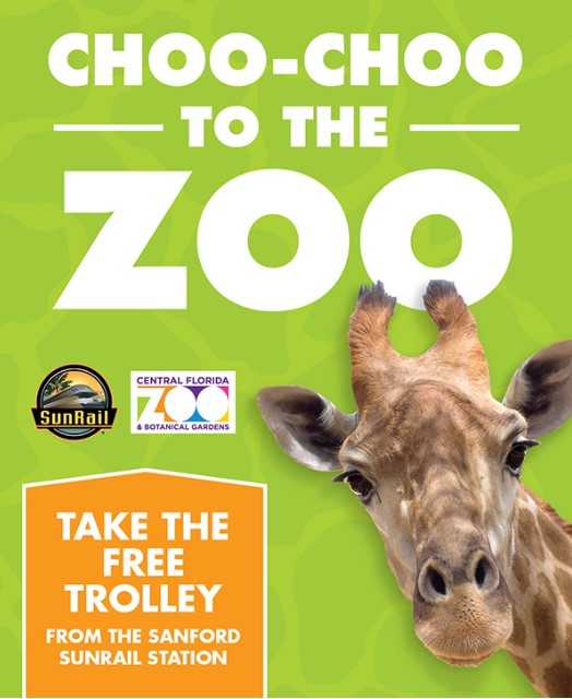 Free trolley from Sanford Sunrail Station to Central Florida Zoo