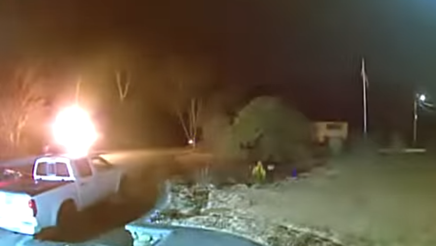 Surveillance video shows burning pickup truck in Bourne, Massachusetts