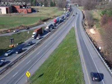 Traffic backs up following Route 30 crash in Lancaster County, Pa.