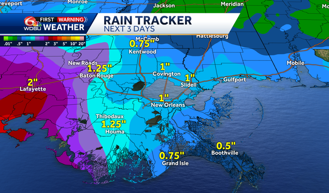 Breezy, mild day with showers, timing out heavy weekend rain
