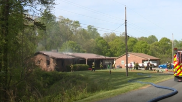 Firefighters battle house fire in Forsyth County